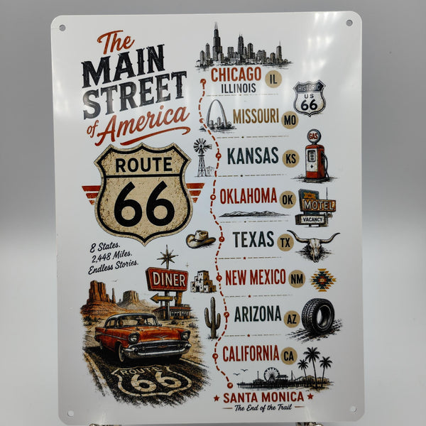 Route 66 Map, USA Highway Road Map, Travel Route 66, Ride Route 66, USA Memorabilia, Main street America, Metal Plaque Sign, Hanging Sign