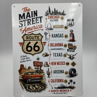 Route 66 Map, USA Highway Road Map, Travel Route 66, Ride Route 66, USA Memorabilia, Main street America, Metal Plaque Sign, Hanging Sign