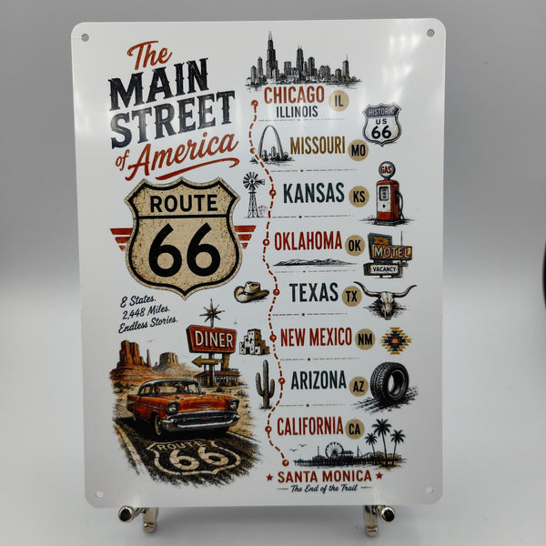 Route 66 Map, USA Highway Road Map, Travel Route 66, Ride Route 66, USA Memorabilia, Main street America, Metal Plaque Sign, Hanging Sign