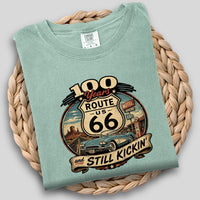 Route 66 T-Shirt | Hundred Years and Still Kickin' Tee | Retro Highway Anniversary Crewneck