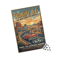 Route 66 Vintage Roadtrip Poster Puzzle | Retro American Southwest Highway Jigsaw