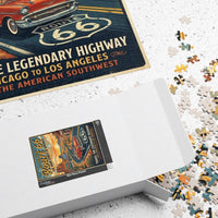 Route 66 Vintage Roadtrip Poster Puzzle | Retro American Southwest Highway Jigsaw