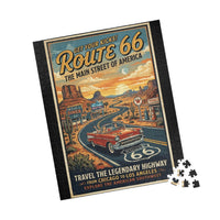 Route 66 Vintage Roadtrip Poster Puzzle | Retro American Southwest Highway Jigsaw