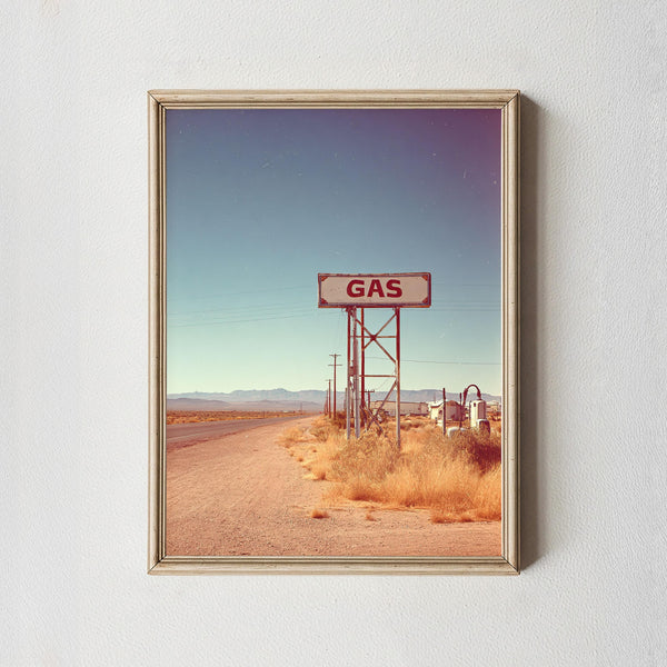 Vintage Route 66 Gas Station Print, Americana Decor