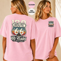 Route 66 100 Years T-Shirt, Vintage Americana Road Trip Tee, Distressed Mother Road Centennial Gift, Retro Travel Shirt for Him Her