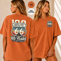 Route 66 100 Years T-Shirt, Vintage Americana Road Trip Tee, Distressed Mother Road Centennial Gift, Retro Travel Shirt for Him Her