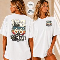 Route 66 100 Years T-Shirt, Vintage Americana Road Trip Tee, Distressed Mother Road Centennial Gift, Retro Travel Shirt for Him Her