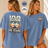 Route 66 100 Years T-Shirt, Vintage Americana Road Trip Tee, Distressed Mother Road Centennial Gift, Retro Travel Shirt for Him Her