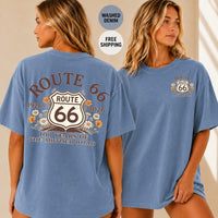 Route 66 Centennial T-Shirt, 100 Years Mother Road Shirt, Vintage Americana Road Trip Tee, Boho Wildflower Fan Gift