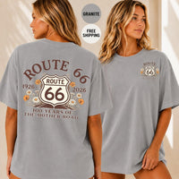 Route 66 Centennial T-Shirt, 100 Years Mother Road Shirt, Vintage Americana Road Trip Tee, Boho Wildflower Fan Gift