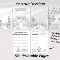 2026-27 Academic Planner | Route 66 Theme, Printable Calendar | Printable Coloring Sheets (Digital Download)