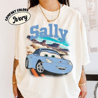 Retro Sally Carrera Porsche Tee, Radiator Springs Graphic Shirt, Route 66 Road Trip Top