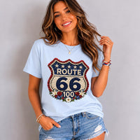 Route 66 100th Anniversary Shirt, Floral Route 66 Tee, Patriotism Gift, USA Road Trip