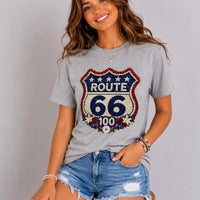 Route 66 100th Anniversary Shirt, Floral Route 66 Tee, Patriotism Gift, USA Road Trip
