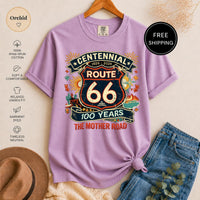 Route 66 Centennial Shirt, MotherRoad 100 Years, Vintage Road Trip Tee, Americana Travel Gift