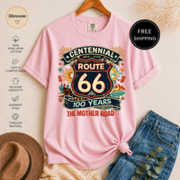 Route 66 Centennial Shirt, MotherRoad 100 Years, Vintage Road Trip Tee, Americana Travel Gift