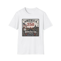 America Turns 250 Shirt - Route 66 Turns 100 Tee - Patriotic Vintage USA Shirt 1776-2026 - Retro Road Trip Americana Graphic Tee