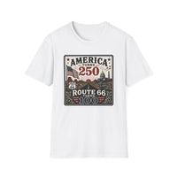 America Turns 250 Shirt - Route 66 Turns 100 Tee - Patriotic Vintage USA Shirt 1776-2026 - Retro Road Trip Americana Graphic Tee
