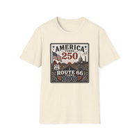 America Turns 250 Shirt - Route 66 Turns 100 Tee - Patriotic Vintage USA Shirt 1776-2026 - Retro Road Trip Americana Graphic Tee
