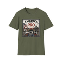 America Turns 250 Shirt - Route 66 Turns 100 Tee - Patriotic Vintage USA Shirt 1776-2026 - Retro Road Trip Americana Graphic Tee