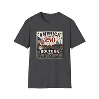America Turns 250 Shirt - Route 66 Turns 100 Tee - Patriotic Vintage USA Shirt 1776-2026 - Retro Road Trip Americana Graphic Tee