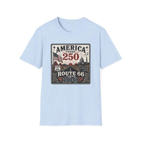 America Turns 250 Shirt - Route 66 Turns 100 Tee - Patriotic Vintage USA Shirt 1776-2026 - Retro Road Trip Americana Graphic Tee