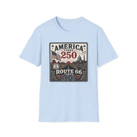 America Turns 250 Shirt - Route 66 Turns 100 Tee - Patriotic Vintage USA Shirt 1776-2026 - Retro Road Trip Americana Graphic Tee