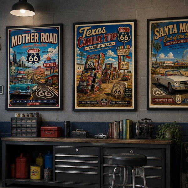 Americana-inspired Route 66 Printable Wall Art Bundle, Vintage Americana Travel Posters (Digital Download)