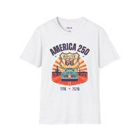 America 250 Route 66 Vintage Shield T-Shirt | 1776-2026 Roadtrip Tee