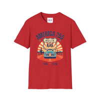 America 250 Route 66 Vintage Shield T-Shirt | 1776-2026 Roadtrip Tee