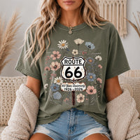 Route 66 100 Years Shirt Centennial Anniversary Tee Floral Route 66 Shirt Vintage Highway 66 Graphic Tee Road Trip Gift