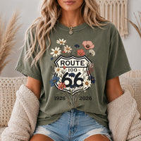 Route 66 100 Years Shirt Floral Route 66 Tee Vintage Highway 66 Shirt Centennial Road Trip Gift Wildflower Graphic Tee Dark Aesthetic