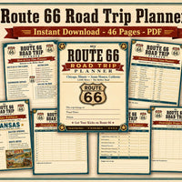 Route 66 Road Trip Planner Printable, 45 Page Travel Journal PDF, Mother Road Itinerary, Budget, Fuel Log, USA Road Trip