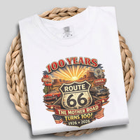 Route 66 One Hundred Years design T-Shirt | Cotton celebration Tee for The Mother Road 1926-2026