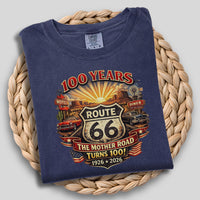 Route 66 One Hundred Years design T-Shirt | Cotton celebration Tee for The Mother Road 1926-2026