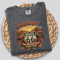Route 66 One Hundred Years design T-Shirt | Cotton celebration Tee for The Mother Road 1926-2026