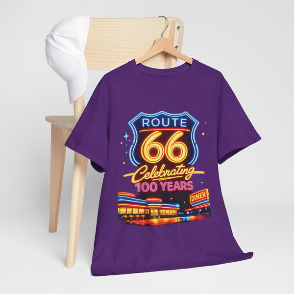 Route 66 Celebration Tee | 100 Years vintage highway sign, diner scene
