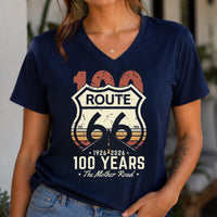 Route 66 Centennial Shirt 100 Years Mother Road V Neck Tee Retro Route 66 Shirt 1926 2026 Road Trip Gift Americana Tee