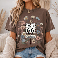 Route 66 Floral Shield 100 Years T-shirt | 1926-2026 Mother Road