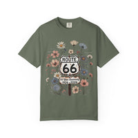 Route 66 Floral Shield 100 Years T-shirt | 1926-2026 Mother Road