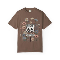 Route 66 Floral Shield 100 Years T-shirt | 1926-2026 Mother Road