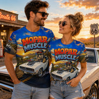 1969 Charger Mopar Muscle Car Shirt Route 66 Wearable Art Tee Classic American Muscle Car Gift for Mopar Fans