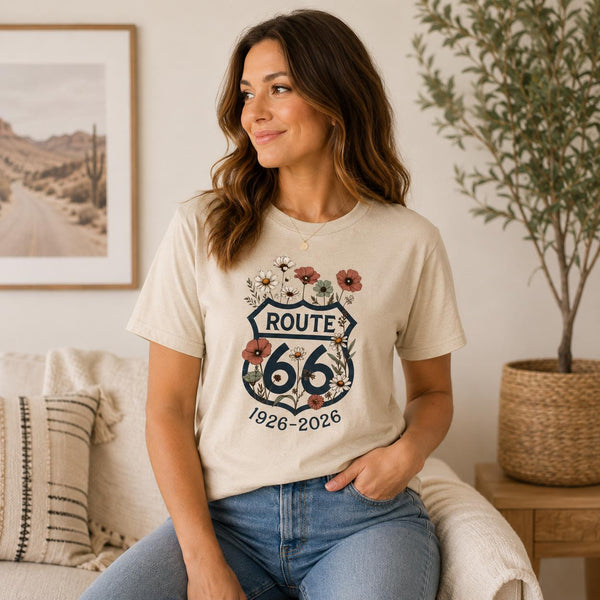 Route 66 Centennial Shirt Vintage Floral Route 66 Tee 1926 2026 Mother Road Gift Retro Road Trip Graphic Tee Americana Shirt