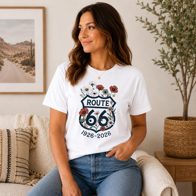 Route 66 Centennial Shirt Vintage Floral Route 66 Tee 1926 2026 Mother Road Gift Retro Road Trip Graphic Tee Americana Shirt