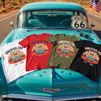 America 250 Route 66 Vintage Shield T-Shirt | 1776-2026 Roadtrip Tee