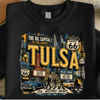 Tulsa Oklahoma PNG, Oil Capital Shirt Design, Blue Dome District Tee, Route 66 Vintage City Graphic, Instant Download