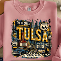 Tulsa Oklahoma PNG, Oil Capital Shirt Design, Blue Dome District Tee, Route 66 Vintage City Graphic, Instant Download