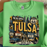 Tulsa Oklahoma PNG, Oil Capital Shirt Design, Blue Dome District Tee, Route 66 Vintage City Graphic, Instant Download