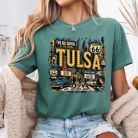 Tulsa Oklahoma PNG, Oil Capital Shirt Design, Blue Dome District Tee, Route 66 Vintage City Graphic, Instant Download