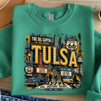 Tulsa Oklahoma PNG, Oil Capital Shirt Design, Blue Dome District Tee, Route 66 Vintage City Graphic, Instant Download